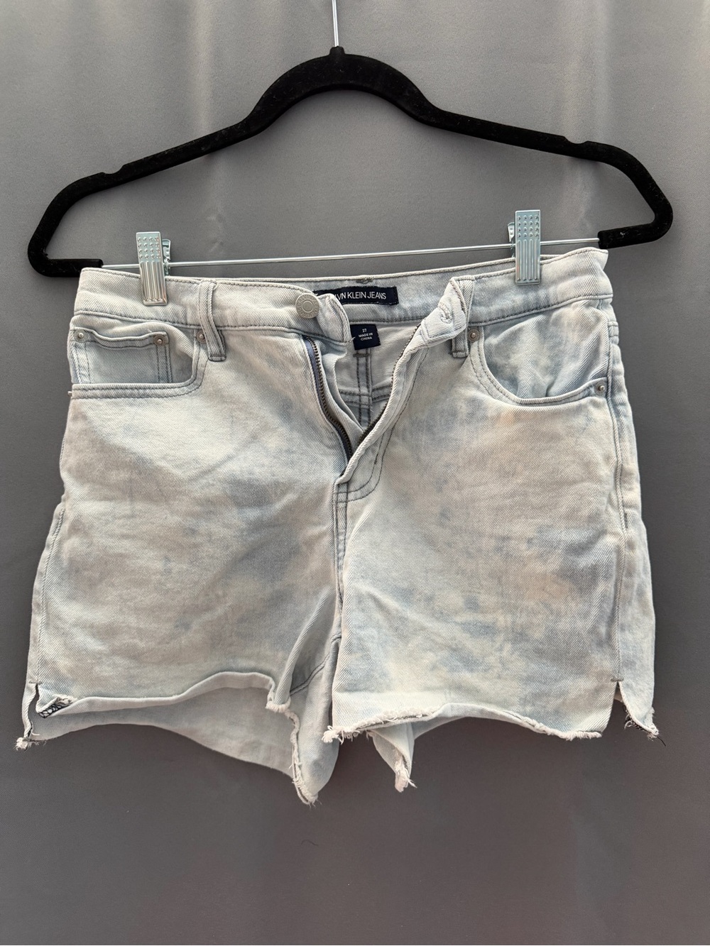 Calvin Klein Jeans Pale Blue Distressed Denim Shorts